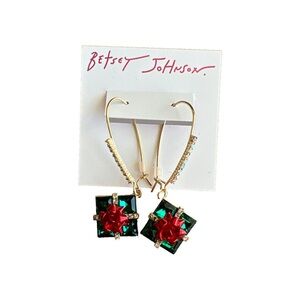Betsey Johnson Holiday Present  Earrings NWT